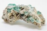 Cubic, Green Zoned Fluorite Crystals on Quartz - China #197168-2